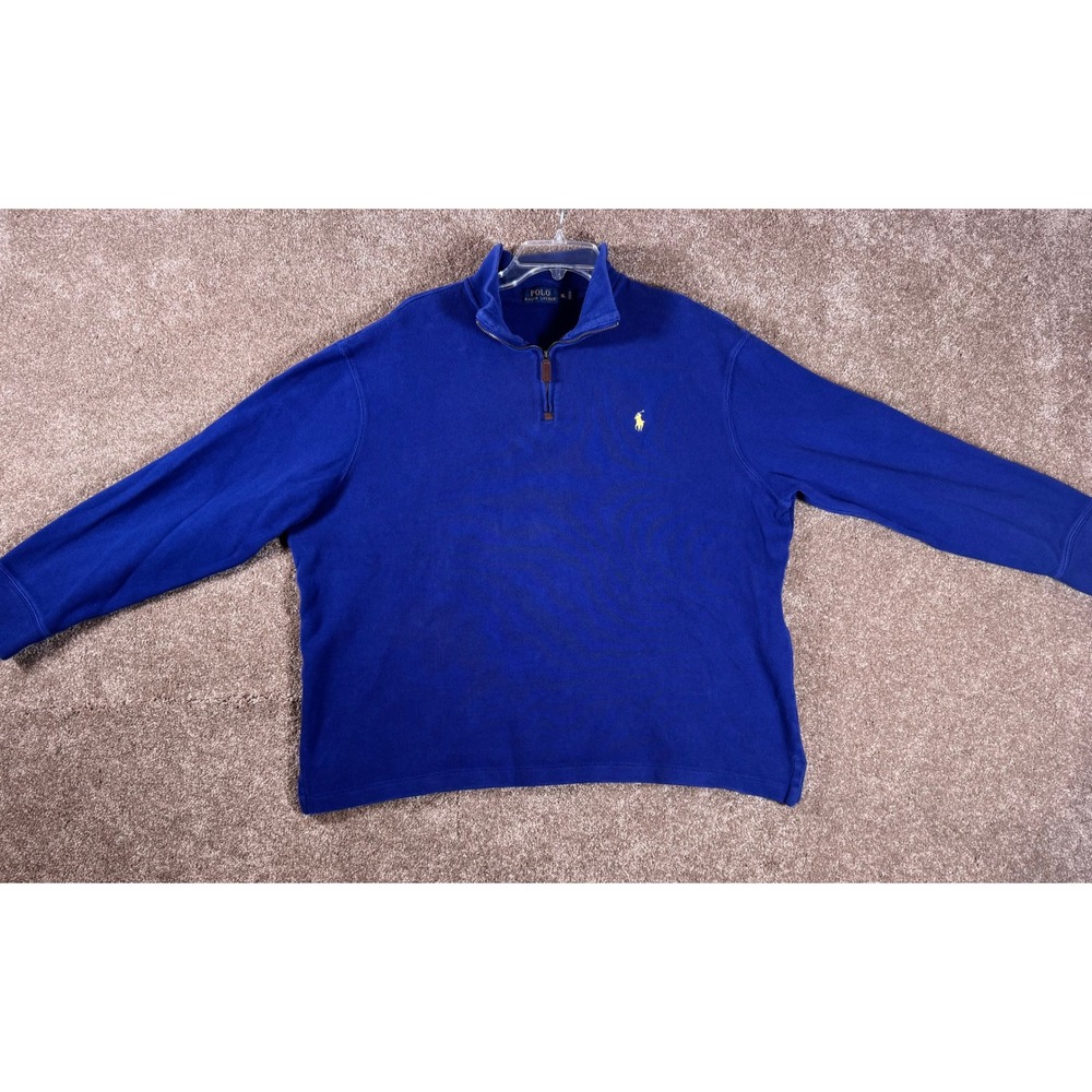 Polo Ralph Lauren Men's Royal Blue Quarter Zip Pullover Sweatshirt XL